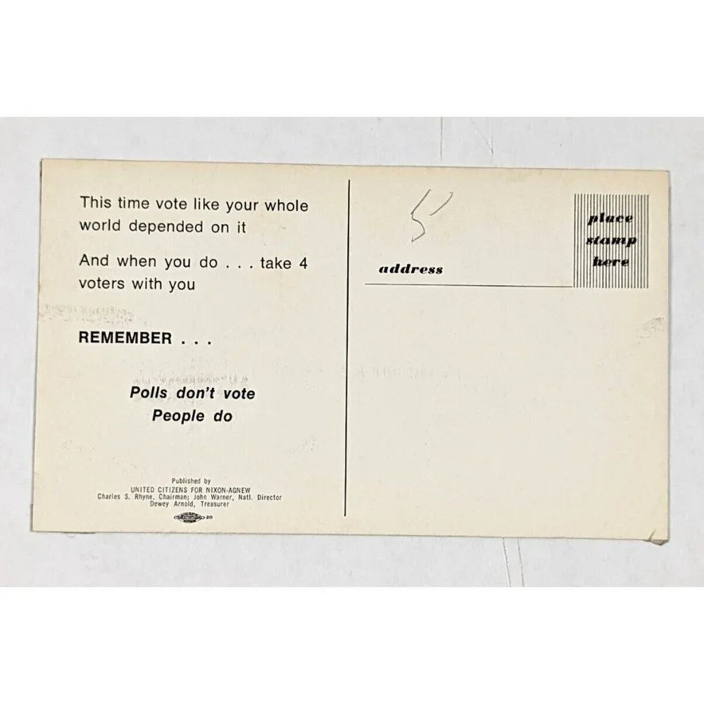 Vintage‎ Postcard Richard Nixon & Agnew 1972 Political Advertising Playing Piano